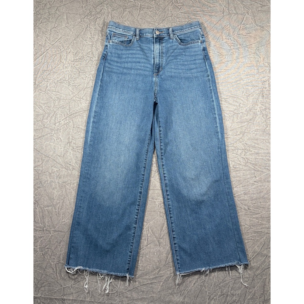 Joe's Jeans Wide Leg Womens 31 Blue High Rise Raw Hem Stretch Denim Pants